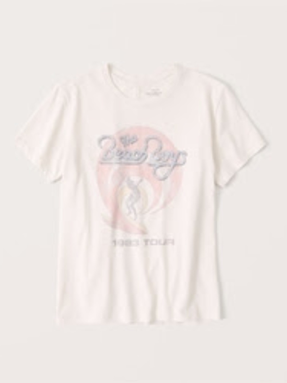 Abercrombie Women's Beach Boys 90s-Inspired Relaxed Band Tee -  Medium -cream